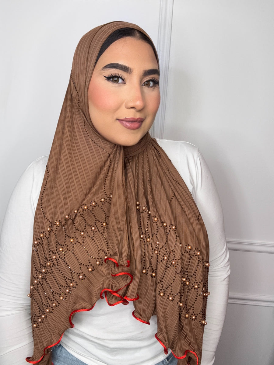 Hijab Pearly Cinnamon ligne rouge – ESSFAAYHIJAB